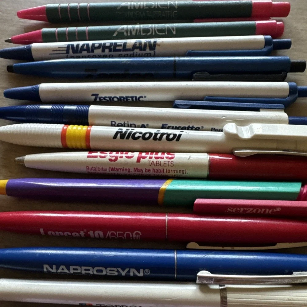Rx Pharmacy Promotional Ballpoint Pens Lot Of 29 Ambien Lotensin Nicotrol Biaxin